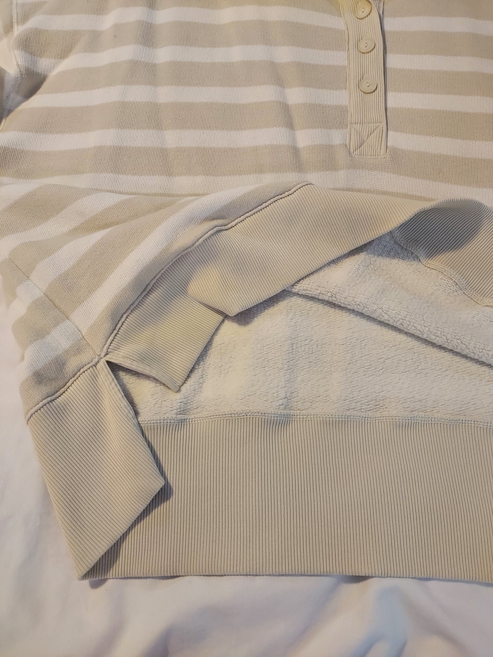 American Eagle Outfitters Beige & White Striped Super Soft Henley Pullover - Picture 7 of 8